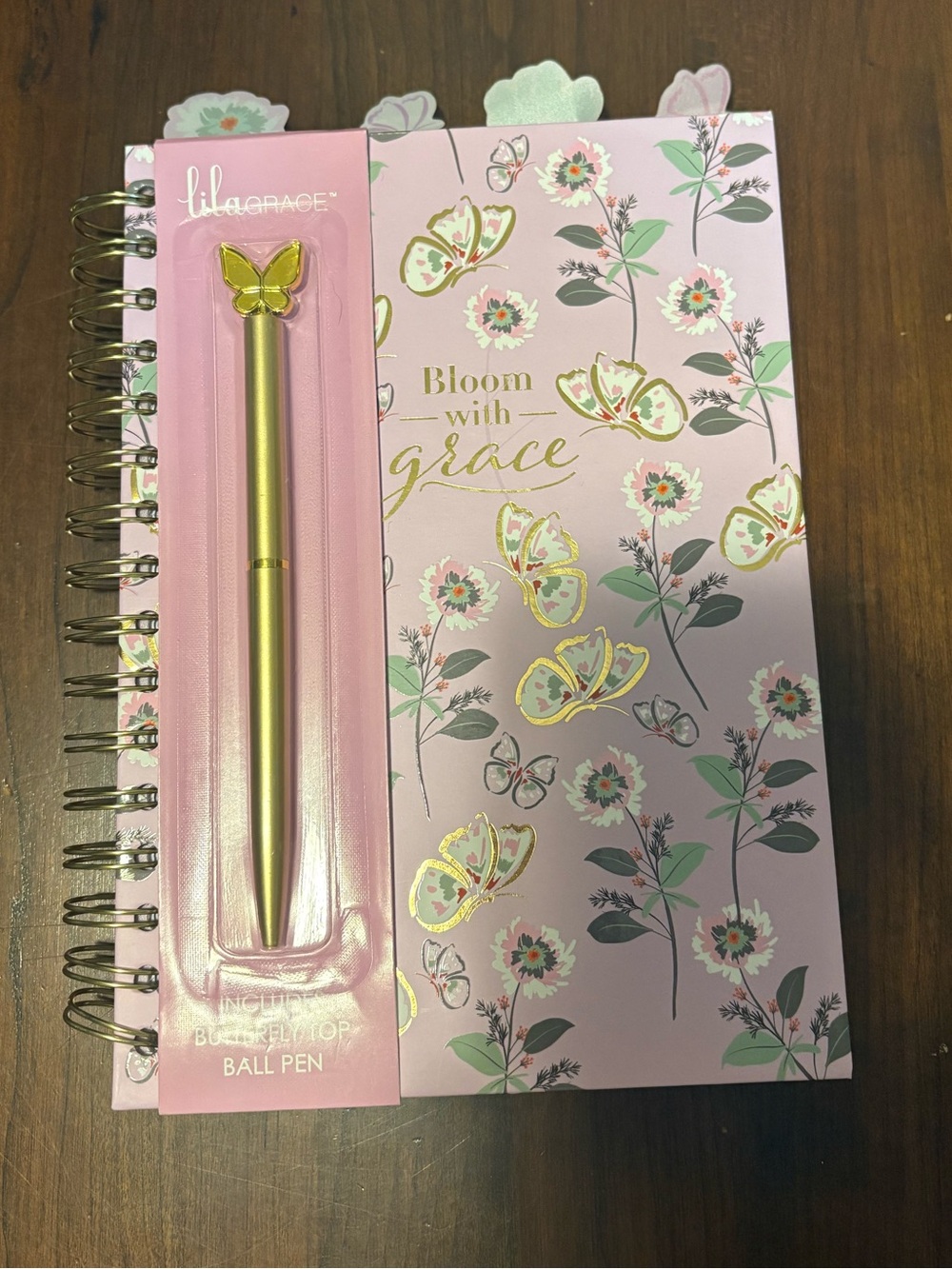 NWT “Bloom with Grace” Floral Notebook with Butterfly Pen